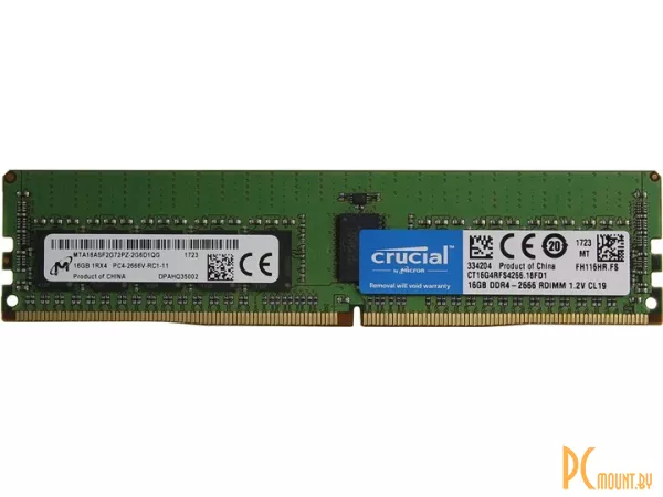DDR4, 16GB, PC21300R (2666MHz), Crucial CT16G4RFD8266