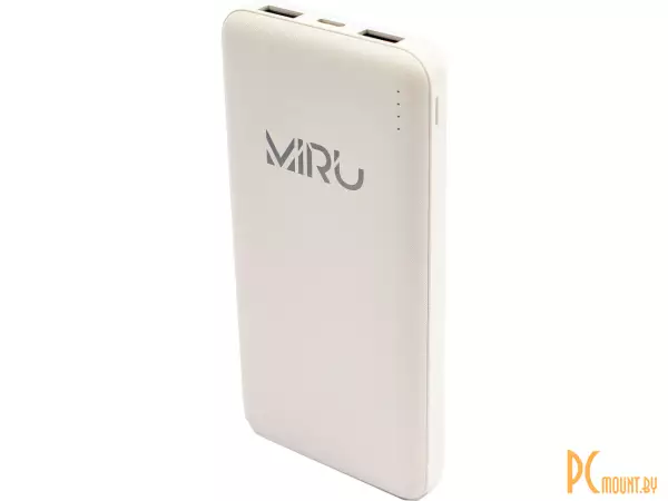 Внешний аккумулятор MIRU Li Pol, 10000 mAh, белый, с кабелем микро, арт.3001