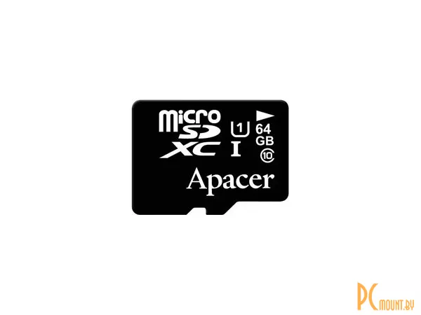 Карта памяти MicroSDXC, 64GB, Сlass 10, UHS-I, U1, Apacer AP64GMCSX10U1-R